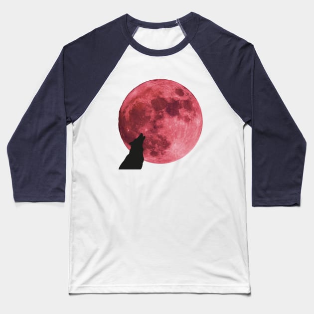 super pink moon wolf Baseball T-Shirt by tita